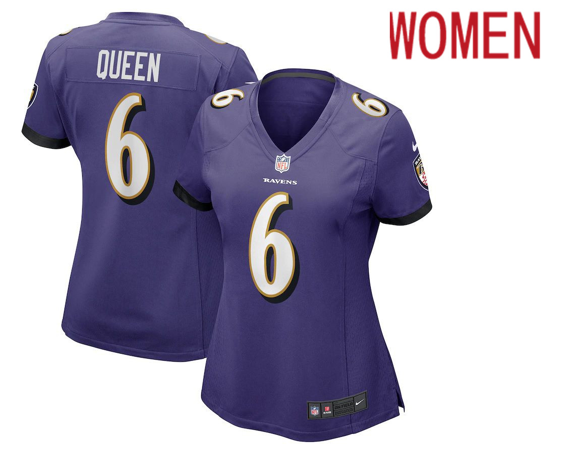 Women Baltimore Ravens #6 Patrick Queen Nike Purple Game Player NFL Jersey